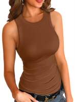 Plus Size Solid Ribbed Round Neck Tank Top Casual Style thumbnail 6