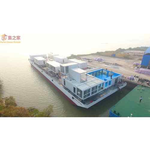 集装箱阳光房屋水上游泳池豪华水上酒店集成客房精装修现场安装