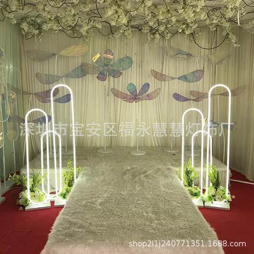 跨境新路款婚道具T台路引布庆置花架迎宾区SVM装饰灯双椭形面发光