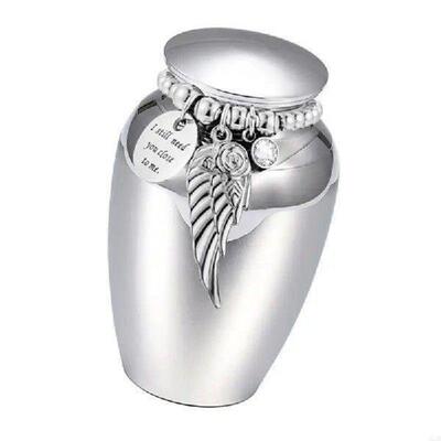 Artistic Bead Wing Design Pet Cremation Urn Ashes Container
