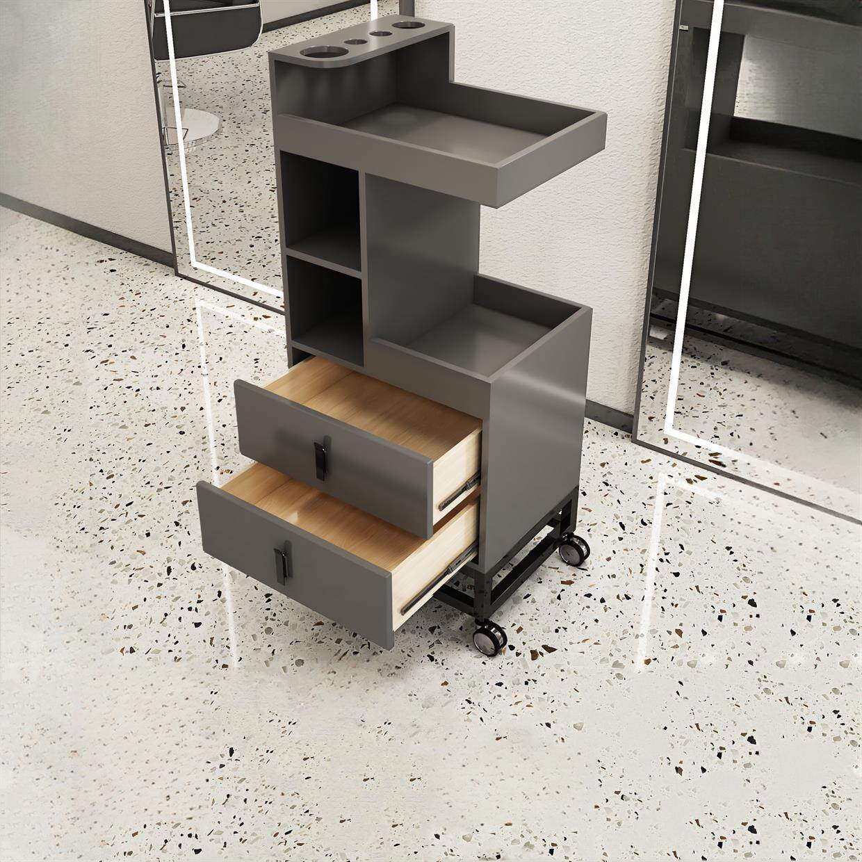 高端现代简约实木工具柜美发工具车可移动防指纹理髲店工具柜发廊