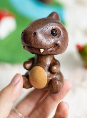 摇头小恐龙车载摆件/可爱卡恐龙实木桌面车载装饰摆饰送朋友