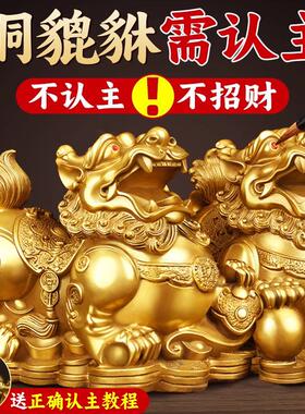 貔貅摆件镇宅招财公母一对貔犰皮丘纯铜客厅家用办公室店铺旺财大