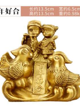 高档纯鸳鸯戏水摆件一对家居好卧祝室美福结婚礼品婚铜礼装饰品摆