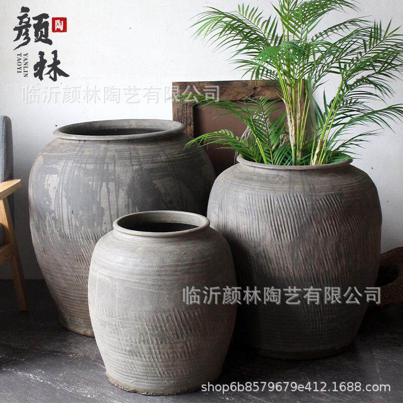大陶落罐地花古盆陶缸大号庭院老花盆粗DYA旧古陶仿罐子董水陆翁