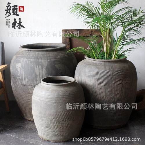 大陶落罐地花古盆陶缸大号庭院老花盆粗DYA旧古陶仿罐子董水陆翁
