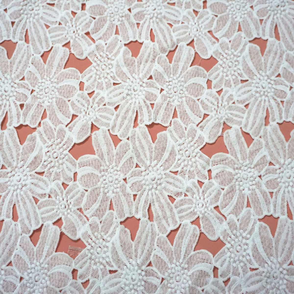 大树叶花边水溶牛奶丝满幅 电脑绣花平绣花边 服装面料牛奶丝花边