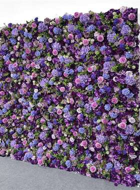 紫色花墙人造花墙背景装饰花墙婚礼道具装饰花墙