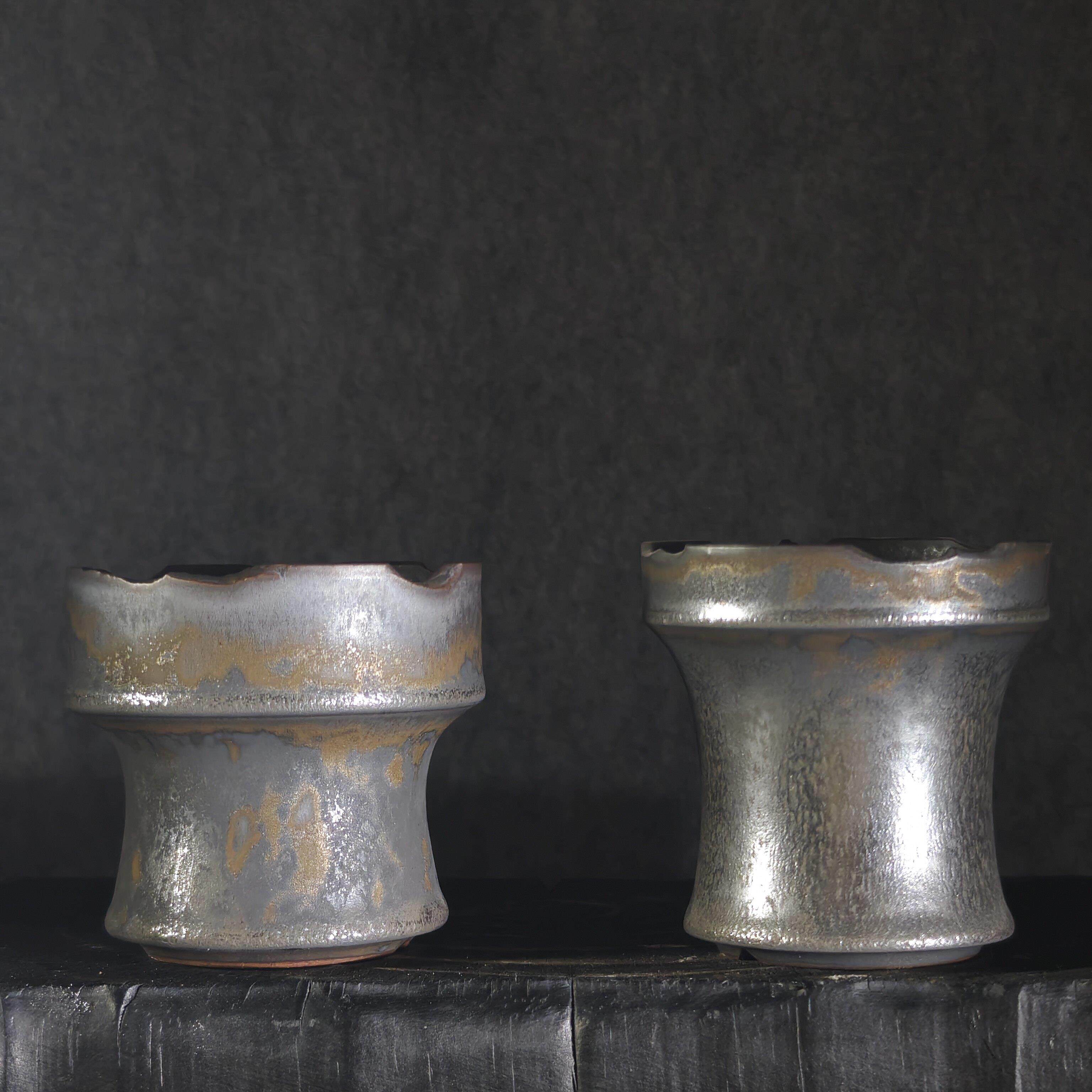 素里块根植物盆 小号 豁口陶瓷花盆合集球龙舌兰手工覆古金属潮盆