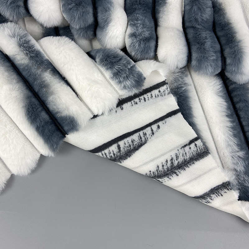 抽条布料绒布印花兔毛现货条多600g竖条色面料毛坑兔秋冬 时尚