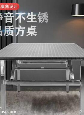 特厚方不锈折叠家桌用子户外餐桌商用出租房桌夜市钢摆STX摊烧烤