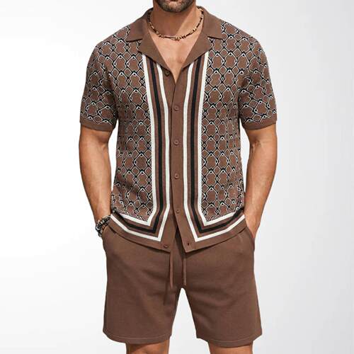 Men's Knitted Shirt, Men's Short Sleeve, Cuban Collar