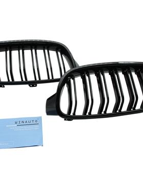 适用于12-19年BW宝马3系F30改装双线亮黑中网格栅专车