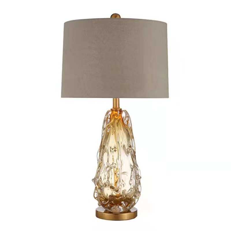 七彩复古手工琉璃台灯客厅酒店北欧轻奢卧室床头灯简约布艺台灯大