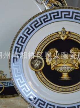 酒店高档陶创瓷1.5寸西餐盘欧0式平盘复意样QVW品房古摆盘