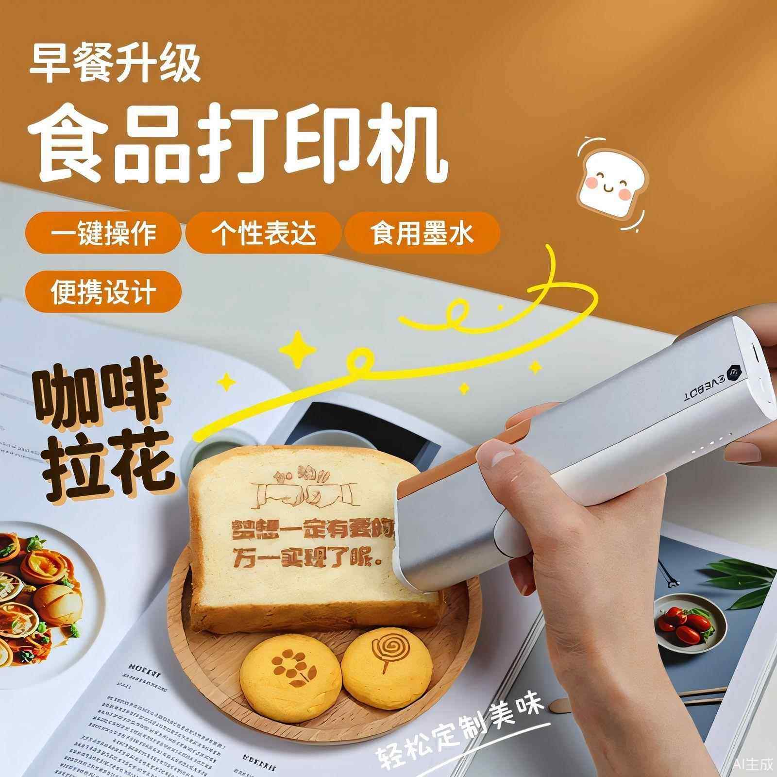 手持食品打印机咖啡拉花喷墨打印机美食喷印笔迷你便携式打印