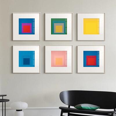 JosefAlbers现代抽象几何彩色装饰画法式中古包豪斯北欧艺术挂画