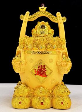 迪万思一桶金存钱储蓄罐招财进宝摆件客厅酒柜装饰品店铺开业礼品