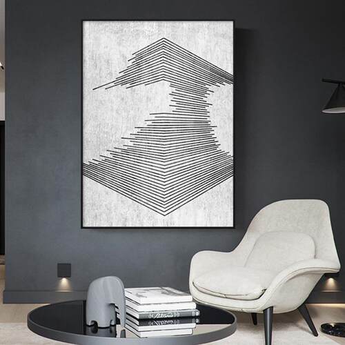 新款直销玄关装饰画竖版现代简约墙面壁画床头画黑白抽象线条过道
