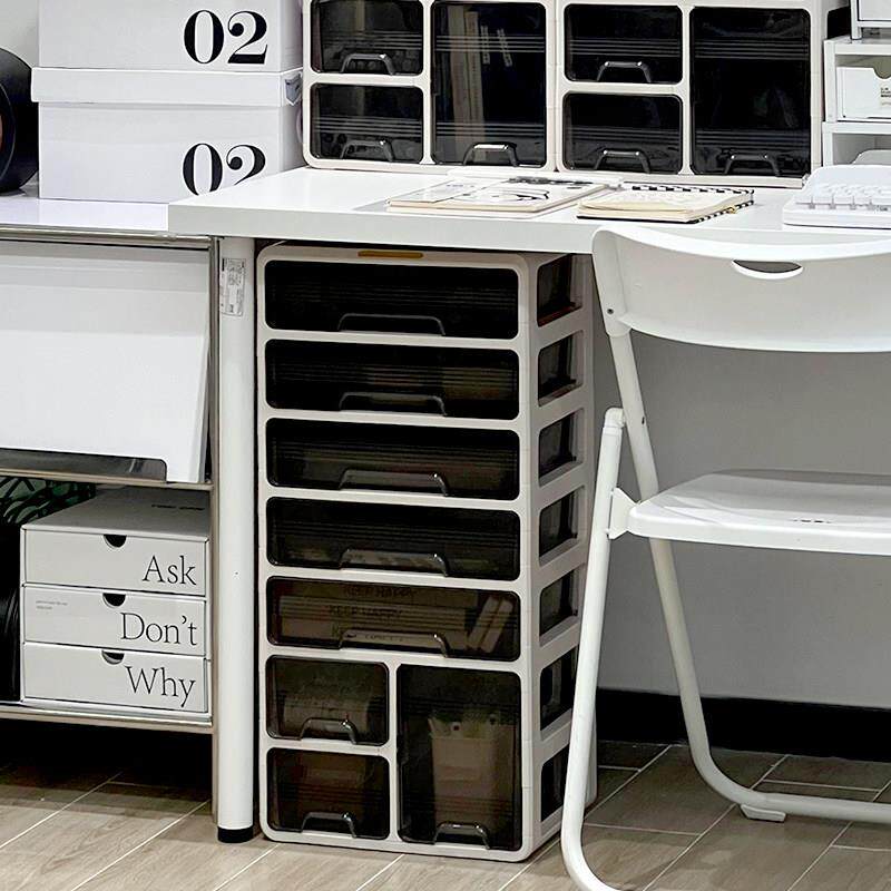 桌下收纳柜抽屉式多层大容量化妆品收纳盒文具盒办公室工位置物架