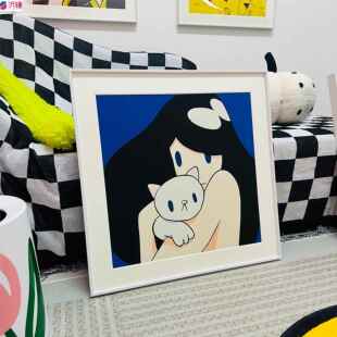天野健签名版画 潮流装饰画潮画日本当代艺术挂画 Venus With Cat