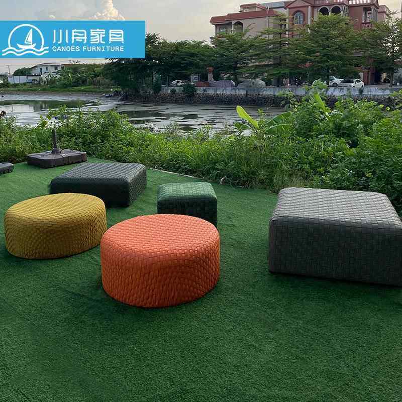 布艺凳子家用矮凳脚踏简约客厅沙发茶几创意墩子实木内胆编织圆凳