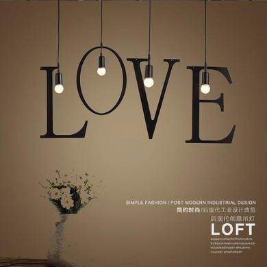 创意个性工业风字母灯单头小吊灯服装店装饰灯橱窗现代简约铁艺灯