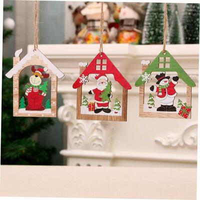 christmas decoration tree Hollow wooden pendant 耶诞挂件