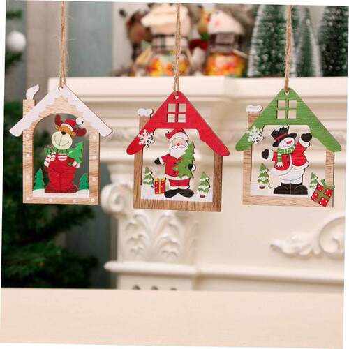 christmas decoration tree Hollow wooden pendant 耶诞挂件