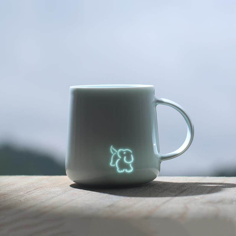 子木小萌犬玲珑陶瓷马克杯简约可爱带盖景德镇女水杯礼物原创设计