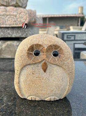 户外庭院石雕动物雕刻青蛙猫头鹰乌龟创意手工办公桌面装饰摆件