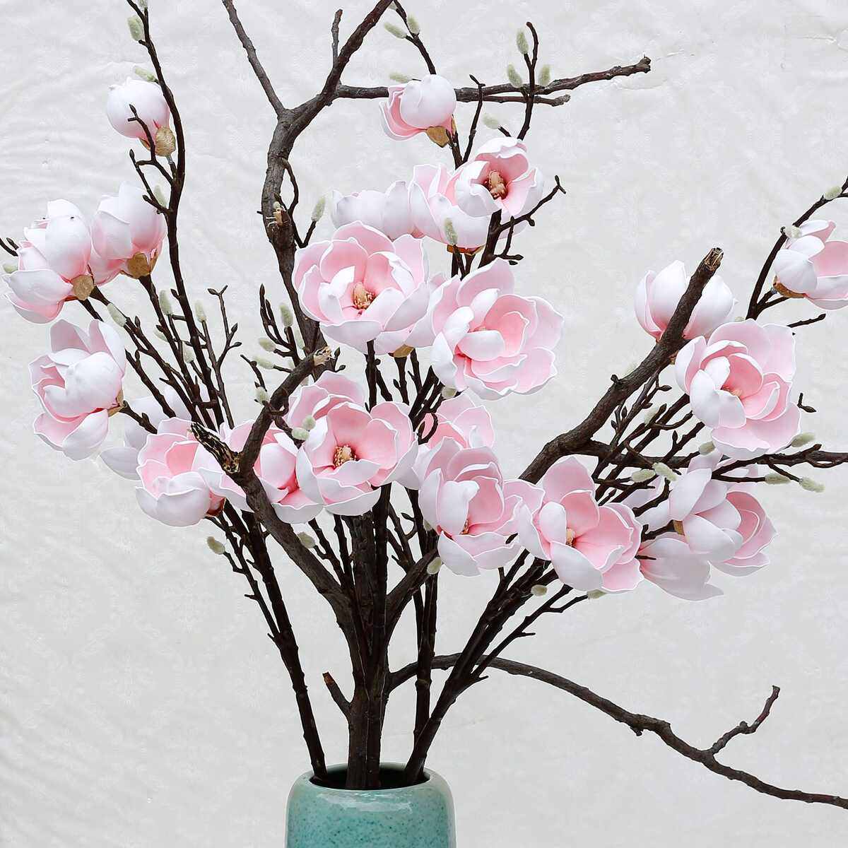 手感玉兰 仿真6头玉兰花 家居酒店插花装饰单支高枝玉兰