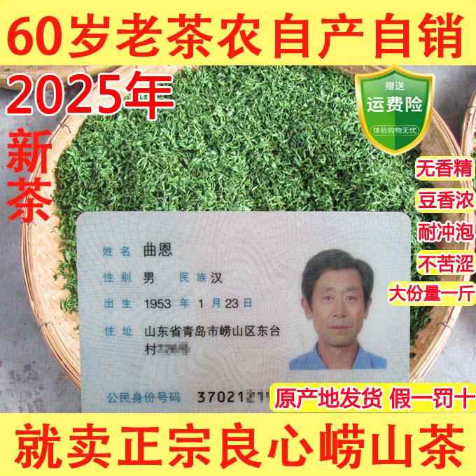 崂山绿茶2025年新茶春茶豆香浓郁大田崂茶农崂山茶一斤青岛特产级