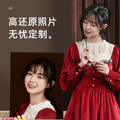 数字油画diy手工填充填色定制真人照片油彩手绘走心创意生日礼物