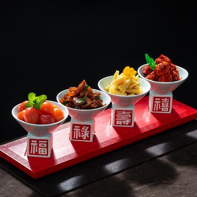 酒店特色凉菜碗新中式福禄寿喜四格套装冷盘餐具创意饭厅明档展示