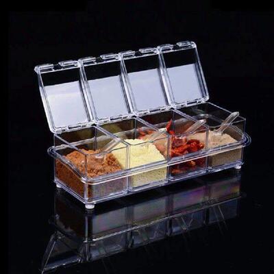 Transparent Seasoning Box Four Grid Seasoning Box Kitchen