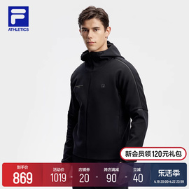 fila斐乐针织连帽外套，男2024春季宽松弹力健身运动服上衣