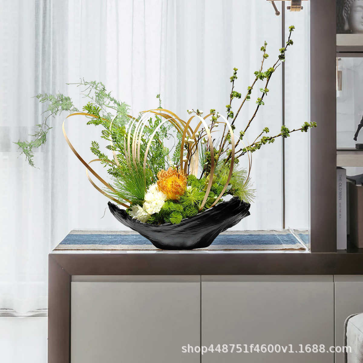 轻奢现代仿真花艺酒店客厅餐桌摆花新中式假花售楼处装饰盆景摆件,鲜花速递/花卉仿真/绿植园艺,仿真绿植,淘宝优惠券,粉丝福利购,淘宝优惠卷