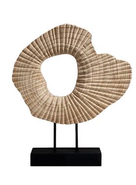 新中侘式放寂射木雕塑板间FB-MC230摆件会所民宿玄关样书柜家居装