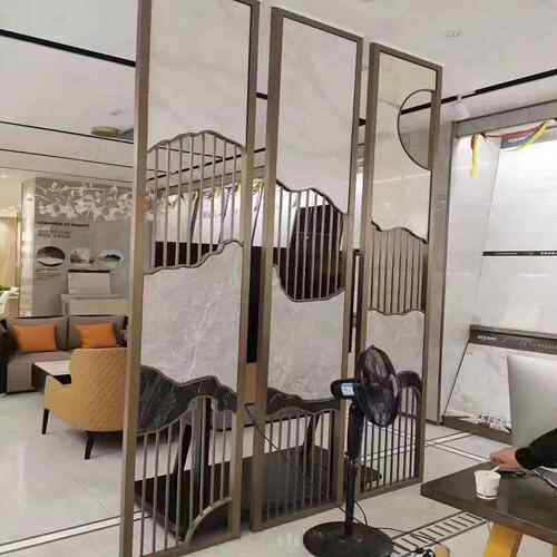 客厅艺术锈客玻璃屏风厅关卫生间入户轻奢简04约现代不钢隔断玄装