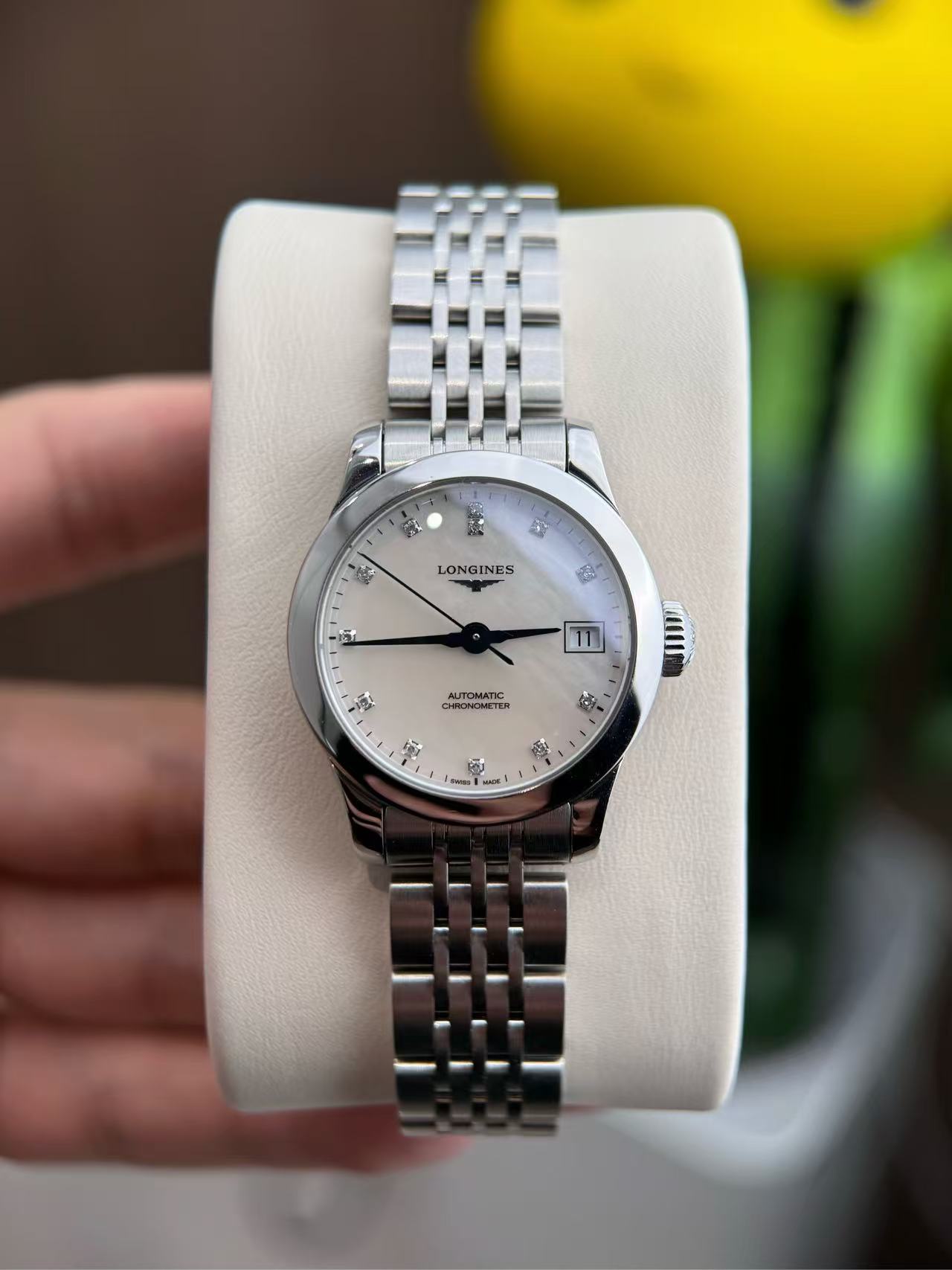 [9.8新]浪琴开创者系列精钢原镶钻自动机械女表l2.320.4.87.