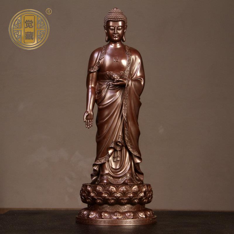 觉藏 黄铜阿弥陀佛菩萨像摆件 接引佛生肖狗猪本命佛藏传供养工艺