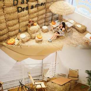 草垛方形装饰农家乐草垛子摄影道具秸秆谷草捆铺圆形谷堆干稻草堆