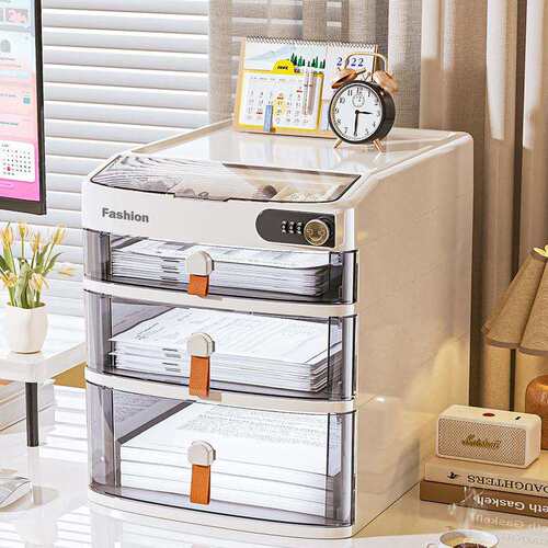 办桌面8883桌面多层收纳盒塑料家用抽屉式收纳公理柜防尘物架带密