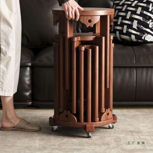 叠叠乐凳子实木可叠放餐凳家用组合凳子六合一茶几凳新中式圆凳子