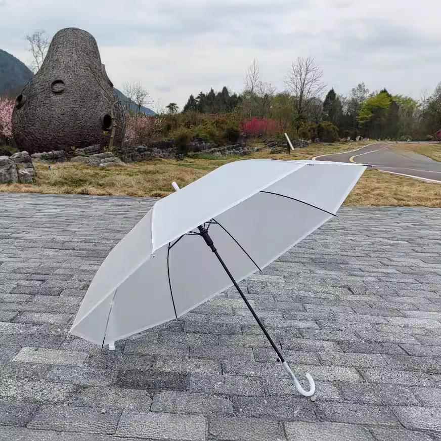 新款直销透明雨伞磨砂白色一次性雨伞批货直杆自动伞透明伞可印LO图片