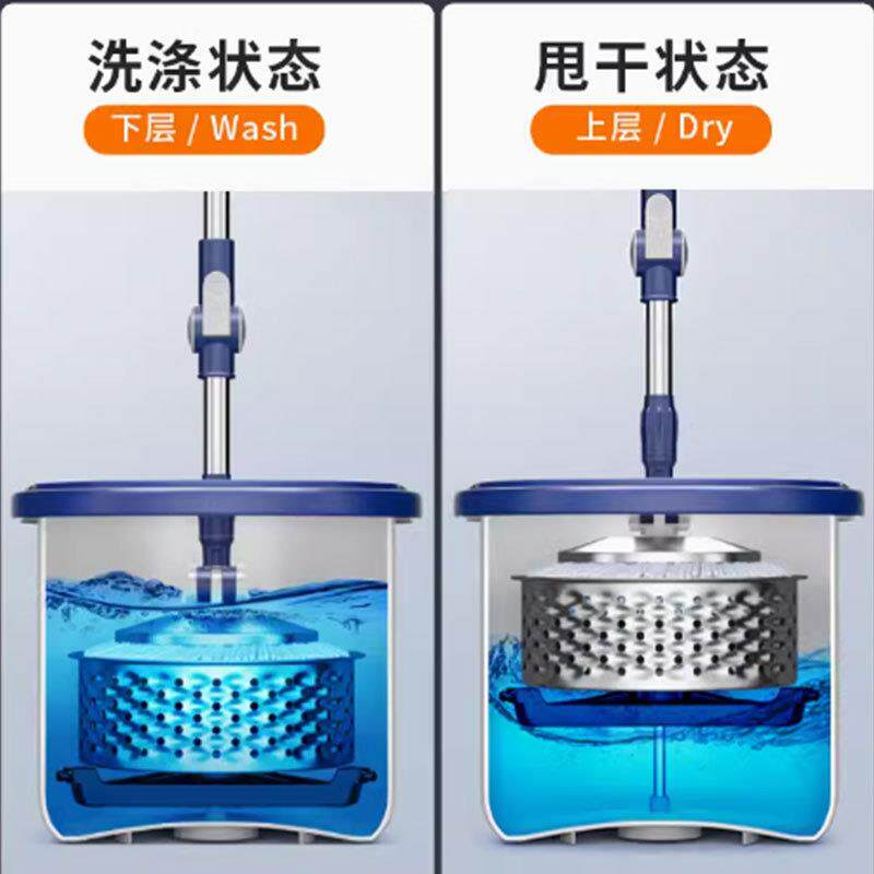旋转拖把家用手压式洗甩一体单桶一拖净干湿两用拖布桶懒人跨境