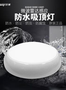 三防吸顶灯微波雷达感应IP65防水防尘防潮玄关过道走廊