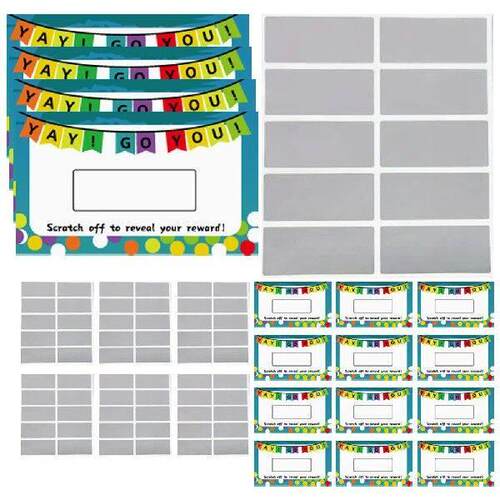 100 Sheets Scratch Card DIY off Cards Decal Stickers Labels