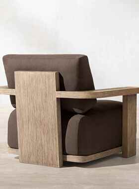 848实户外庭院墅别酒店柚木做旧沙发花园露天阳光房防闲雨防晒休